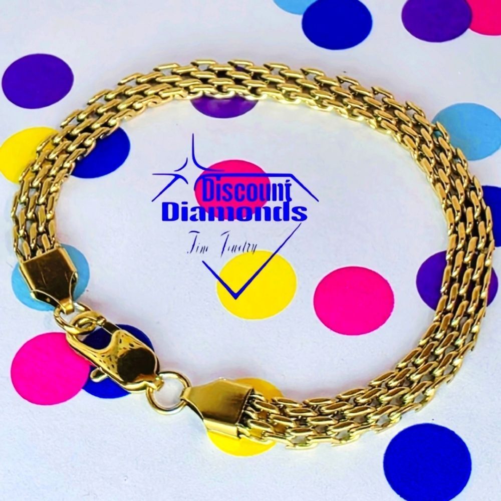Attractive Hand Made Bracelet in 18K Yellow Gold on Stainless Steel